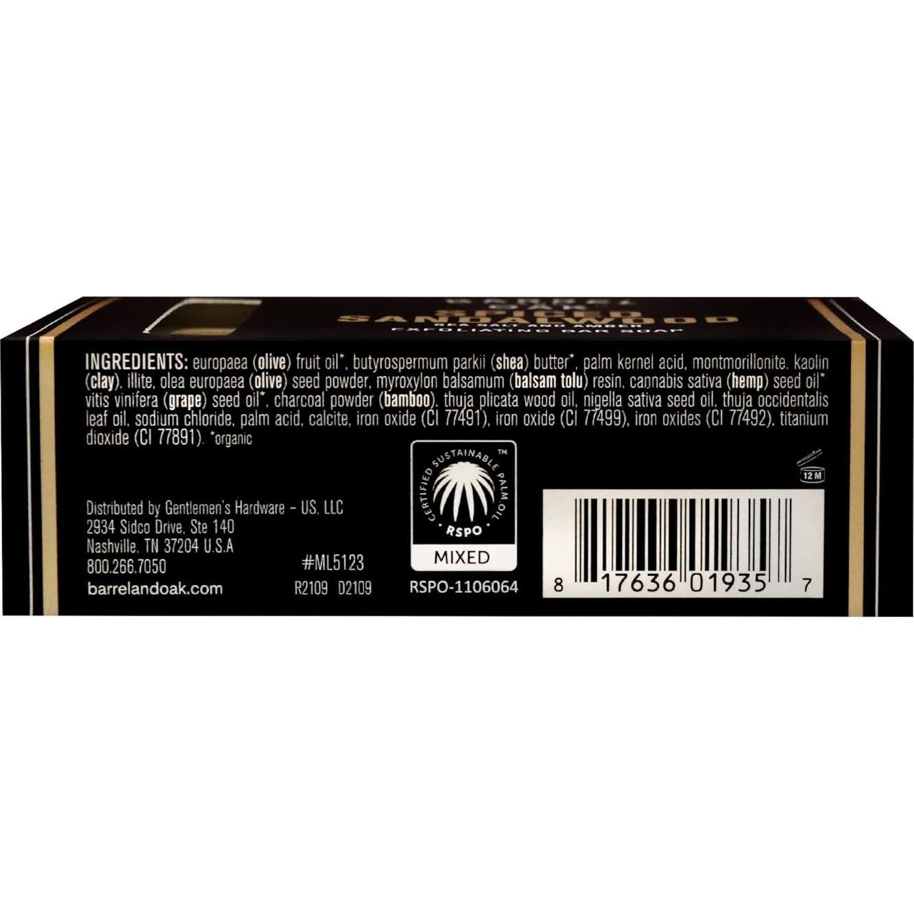 Jabón Exfoliante Barril y Roble Sándalo Especiado 170g