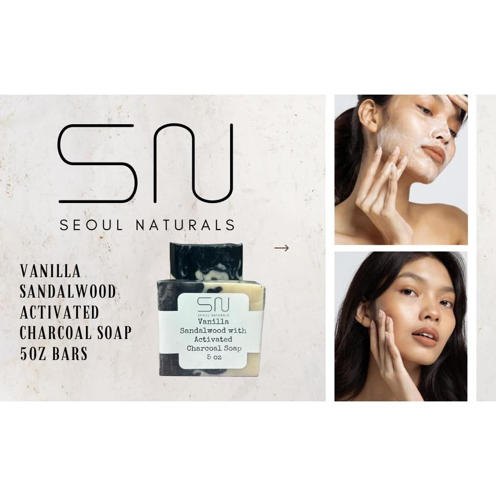 Jabón de Sándalo y Vainilla con Carbón Activado Seoul Naturals 142g