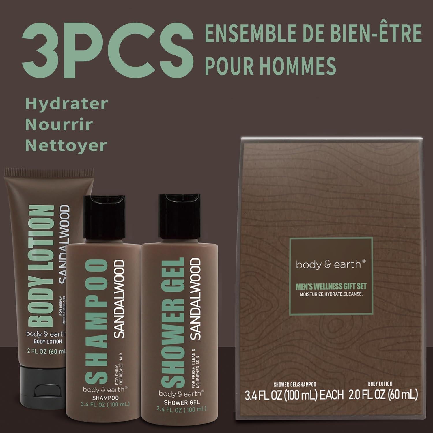 Conjunto de Regalo para Hombres BODY & EARTH - Gel de Ducha y Loción Sándalo