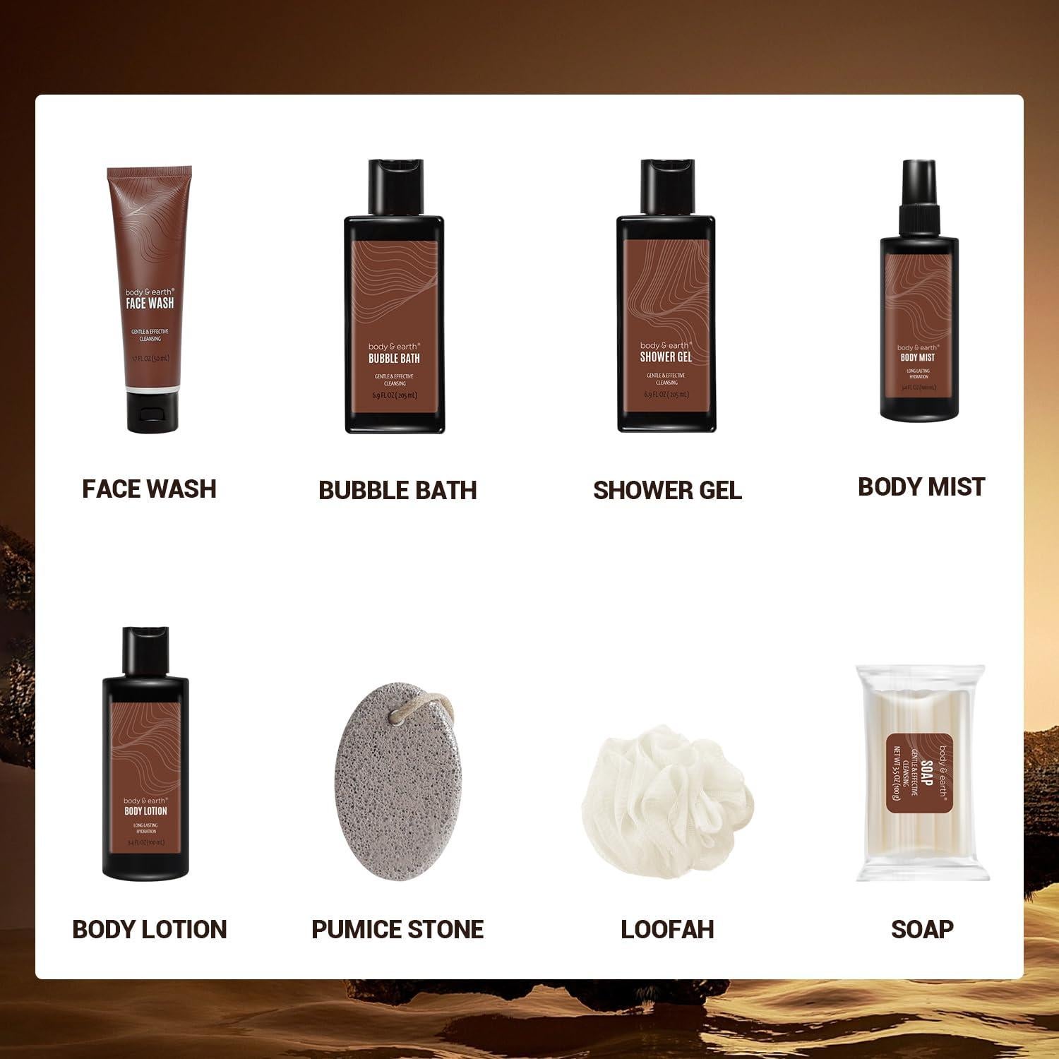 Conjunto de Cuidado Personal Body & Earth Sándalo 8 Piezas