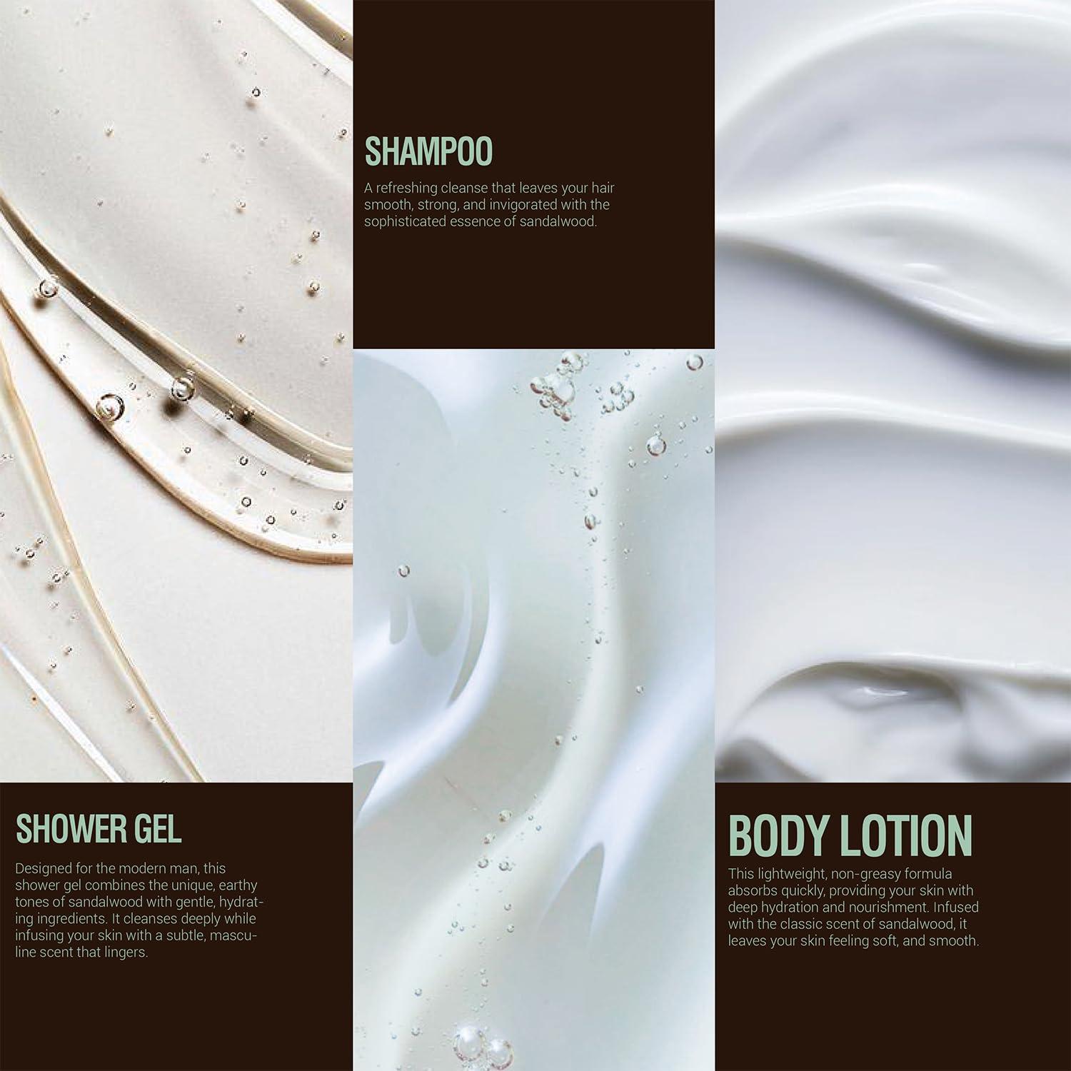 Set de Baño para Hombres BODY & EARTH - Sándalo, Gel, Champú y Loción