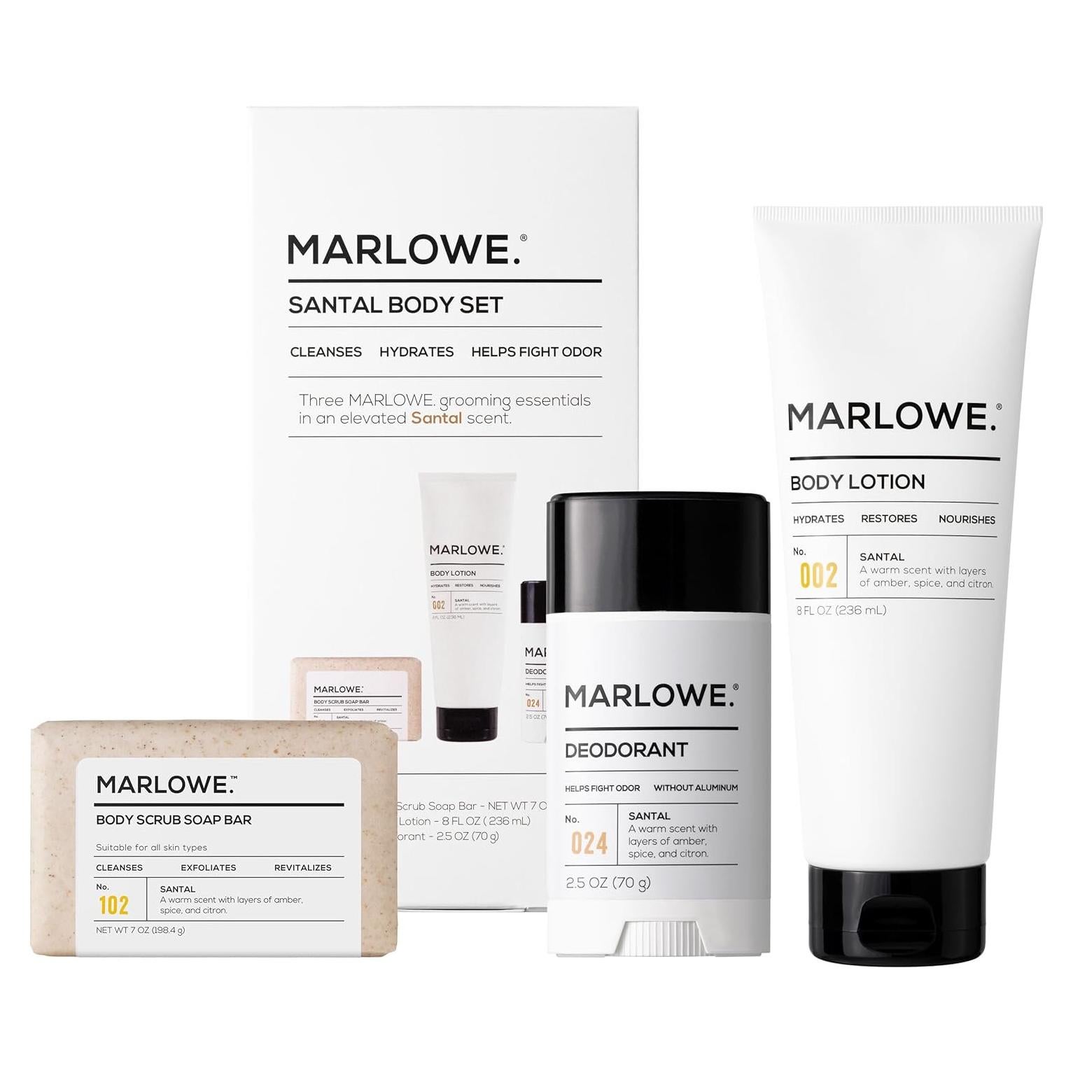 Set de Cuidado Corporal para Hombres MARLOWE. Santal 3 Piezas