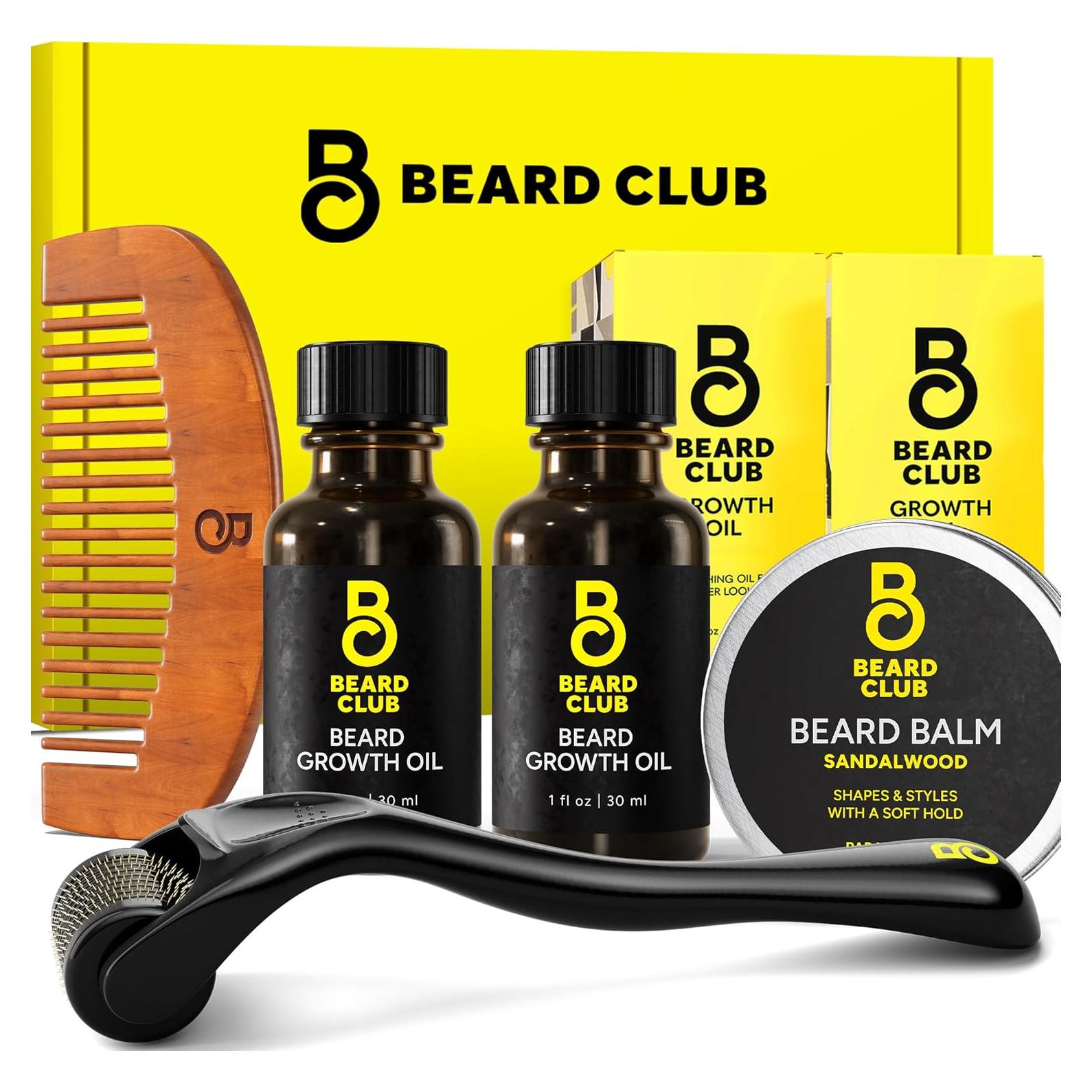 Kit de Crecimiento de Barba The Beard Club - Derma Roller, Aceite y Balsamo