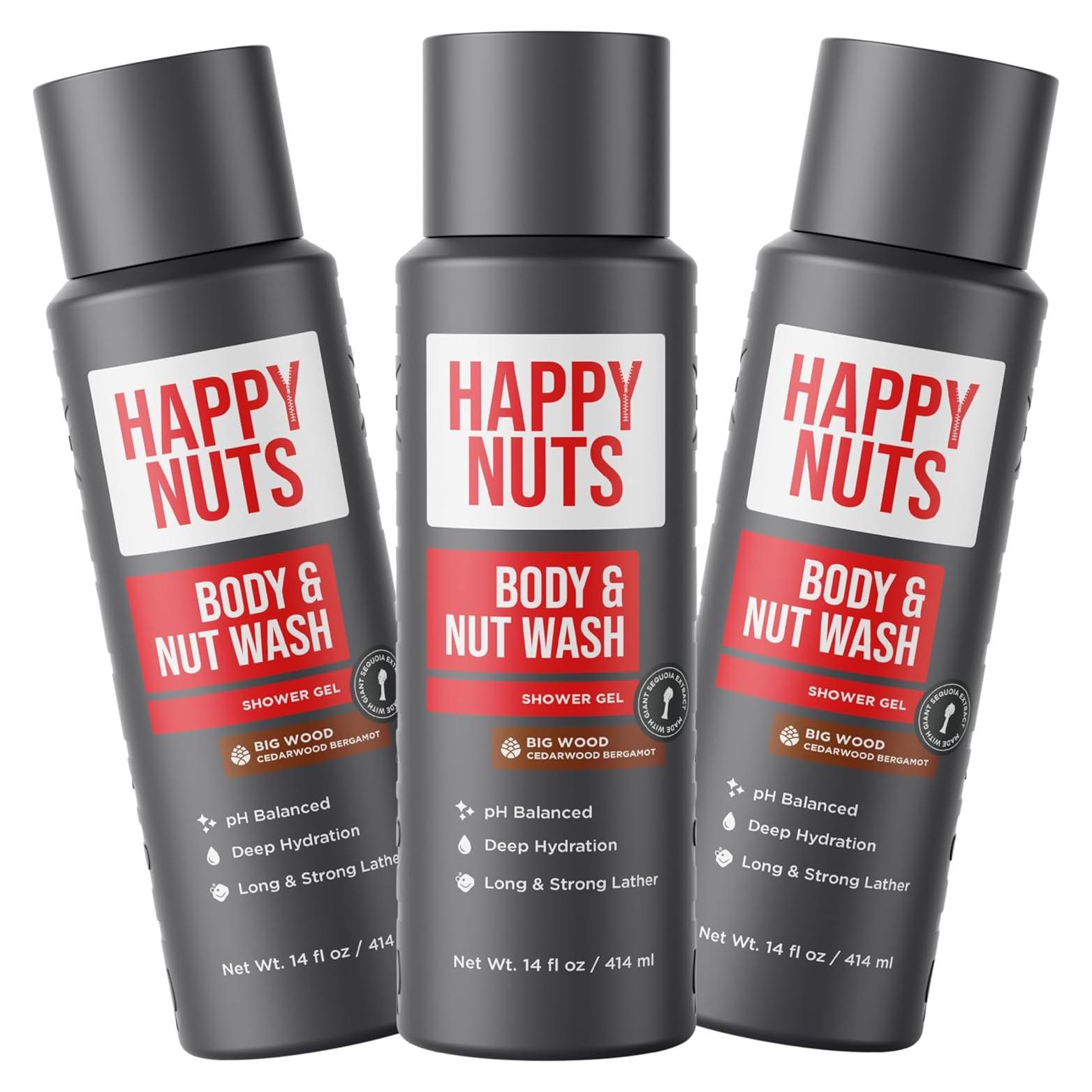 Gel de Ducha Hidratante Happy Nuts Big Wood - 414 ml x 3