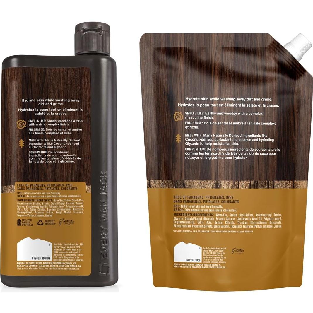 Gel de Ducha Every Man Jack Ámbar + Sándalo 1.36 kg - Hidratante