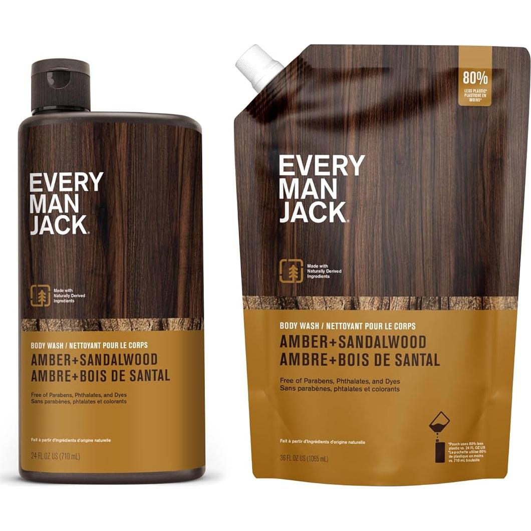 Gel de Ducha Every Man Jack Ámbar + Sándalo 1.36 kg - Hidratante