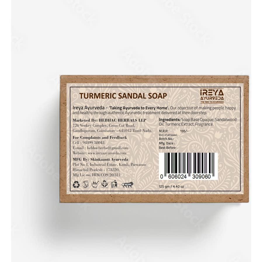 Jabón Ayurvédico de Cúrcuma y Sándalo - 125 g - Paquete de 2