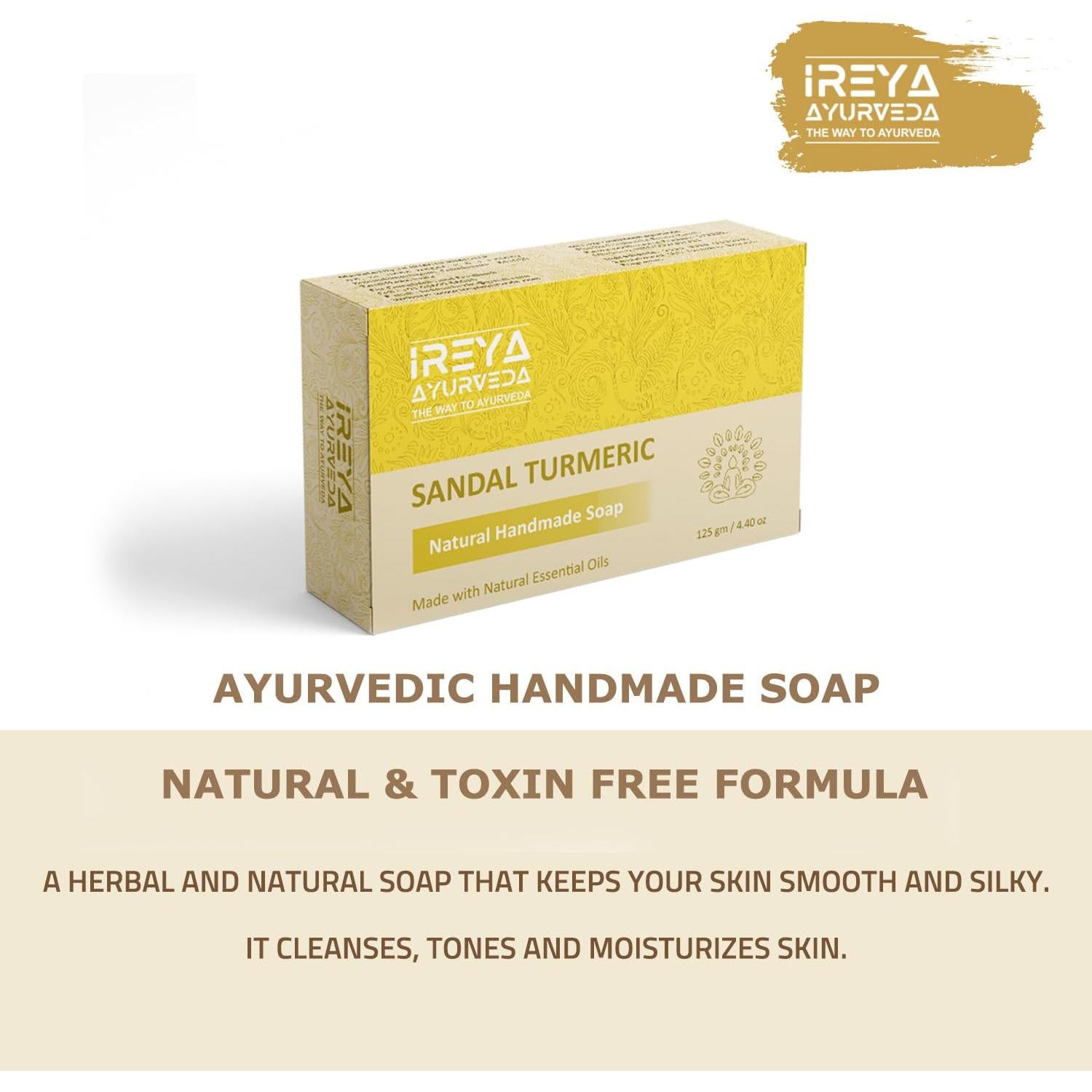 Jabón Ayurvédico de Cúrcuma y Sándalo - 125 g - Paquete de 2