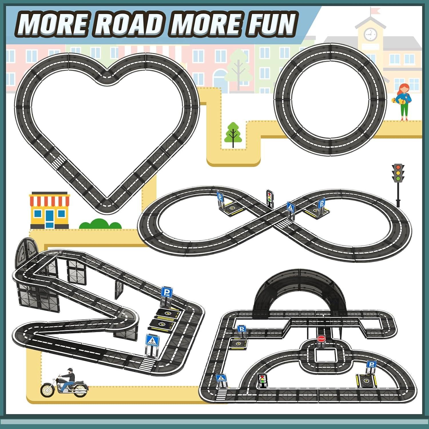 Juego de carreteras magnéticas IGIVI 28 piezas para niños