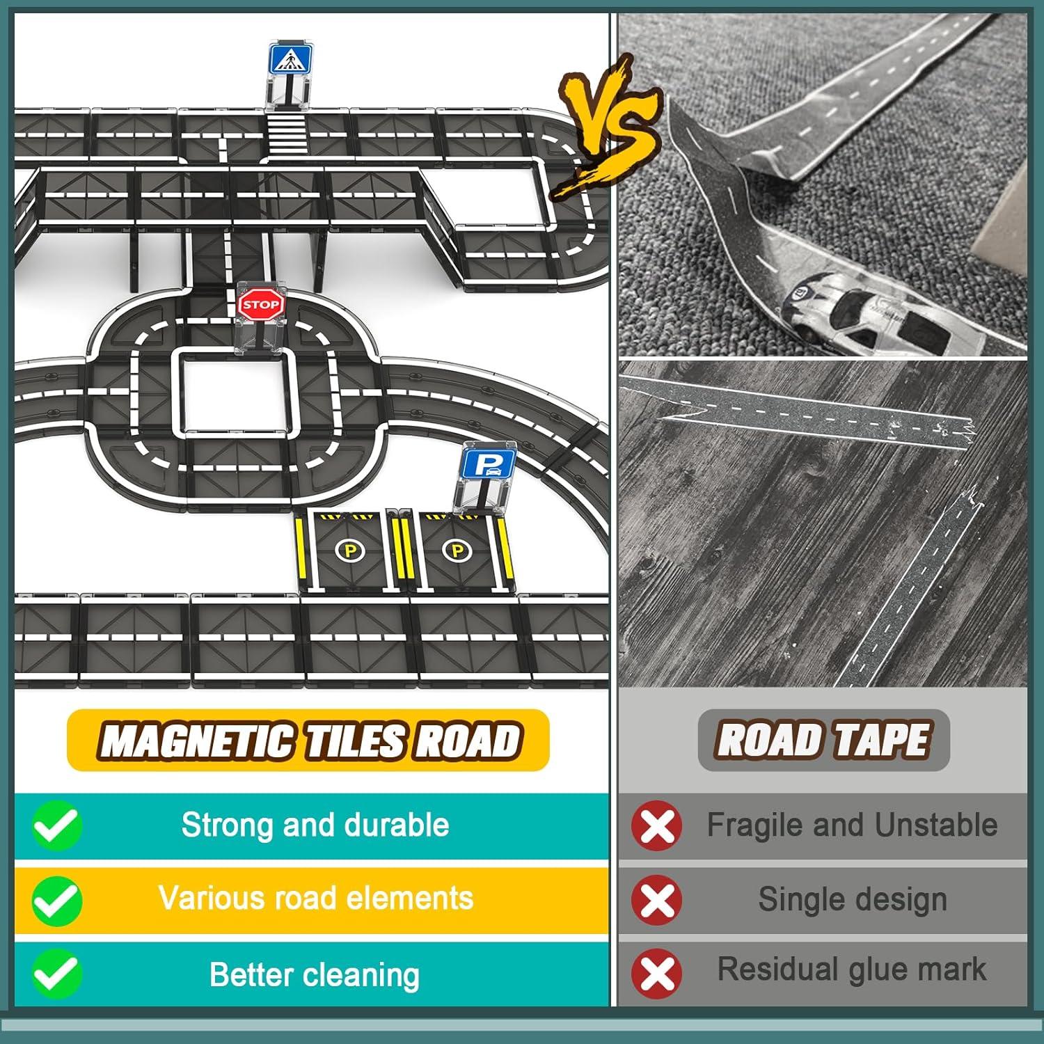 Juego de carreteras magnéticas IGIVI 28 piezas para niños