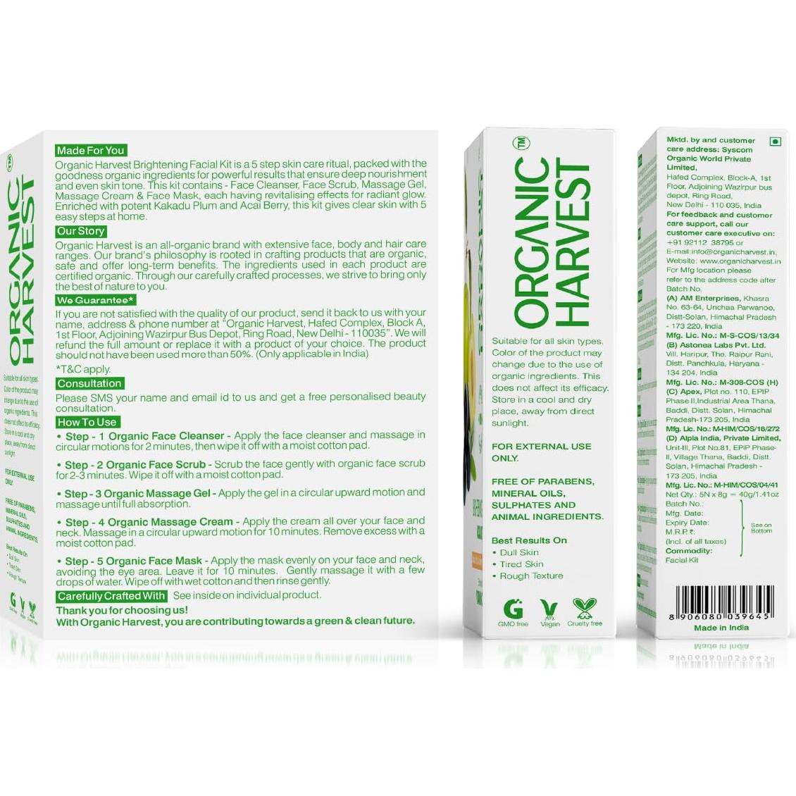 Kit Facial Iluminador Organic Harvest - 5 Sobres 50g