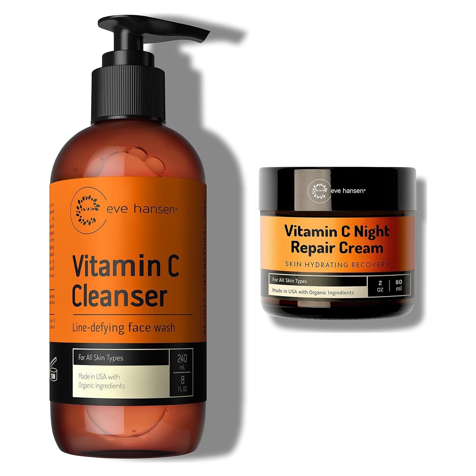 Crema Nocturna y Limpiador Facial Vitamina C Eve Hansen