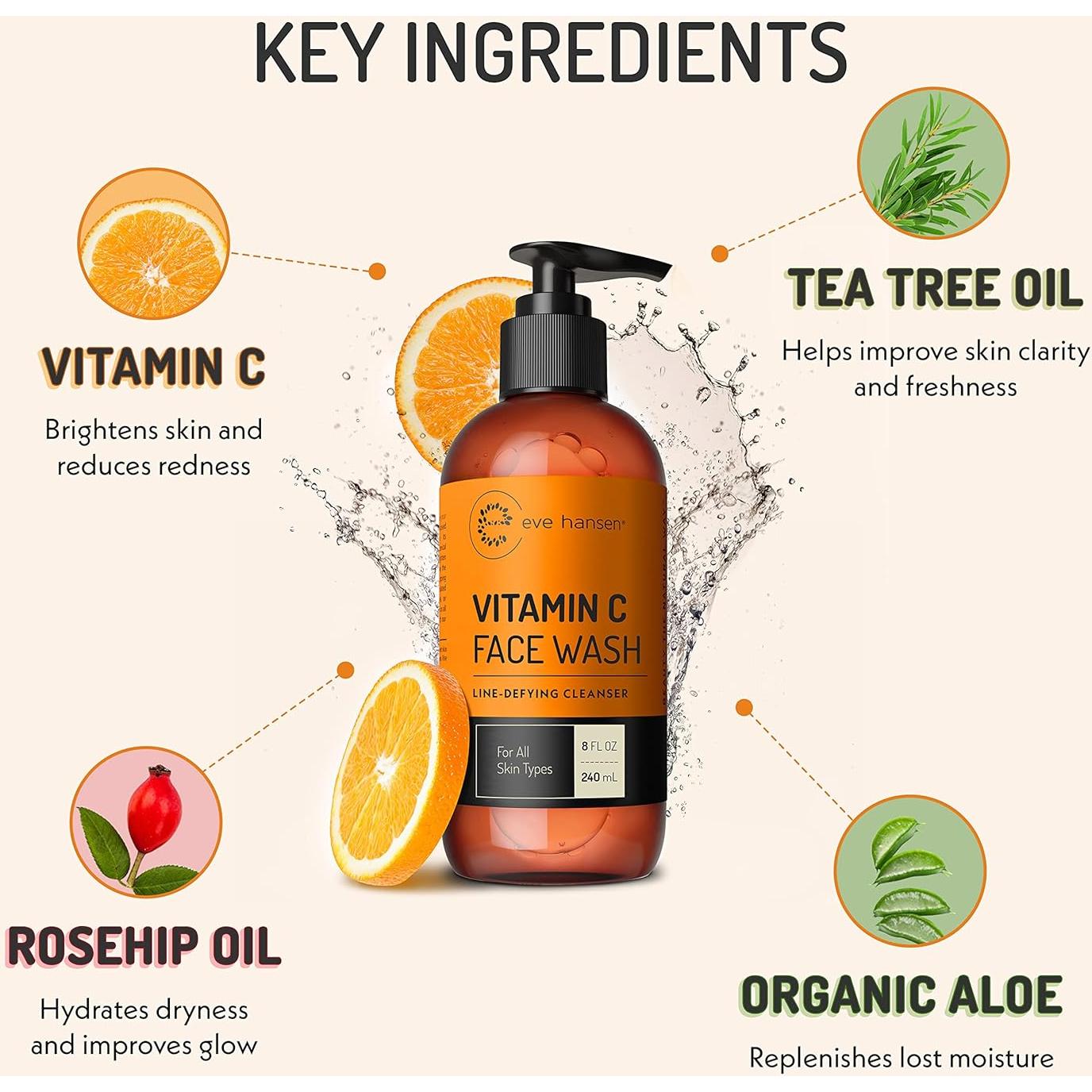 Crema Nocturna y Limpiador Facial Vitamina C Eve Hansen