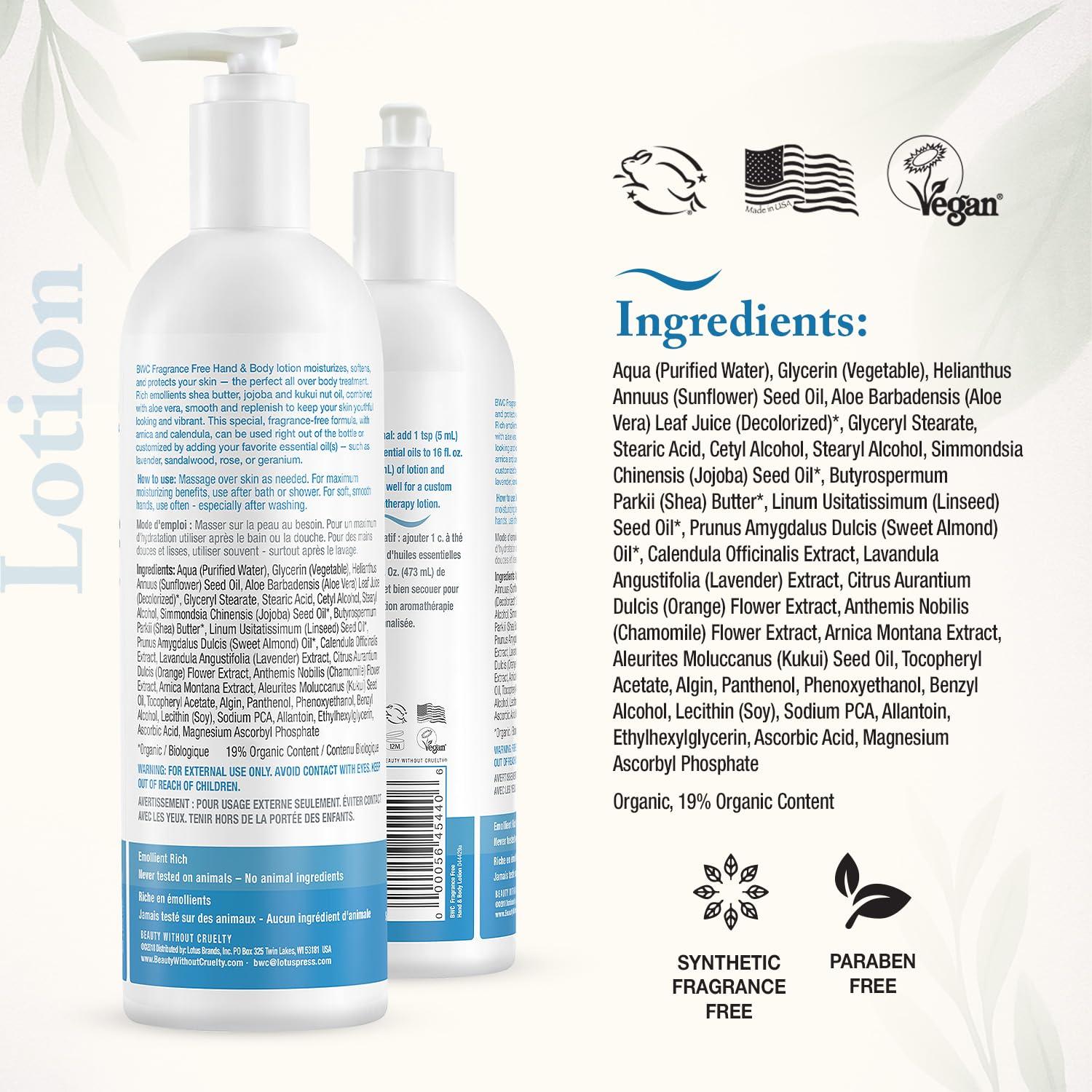 Loción Hidratante Sin Fragancia Beauty Without Cruelty 453.6g