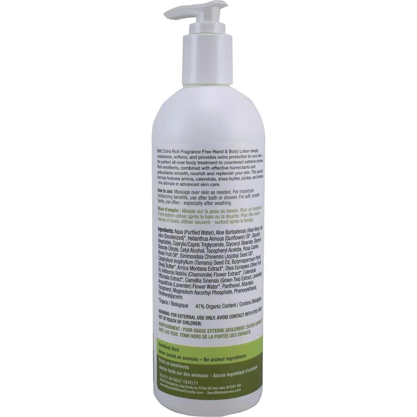 Loción Hidratante Sin Fragancia BWC 473 ml - Cuidado Natural