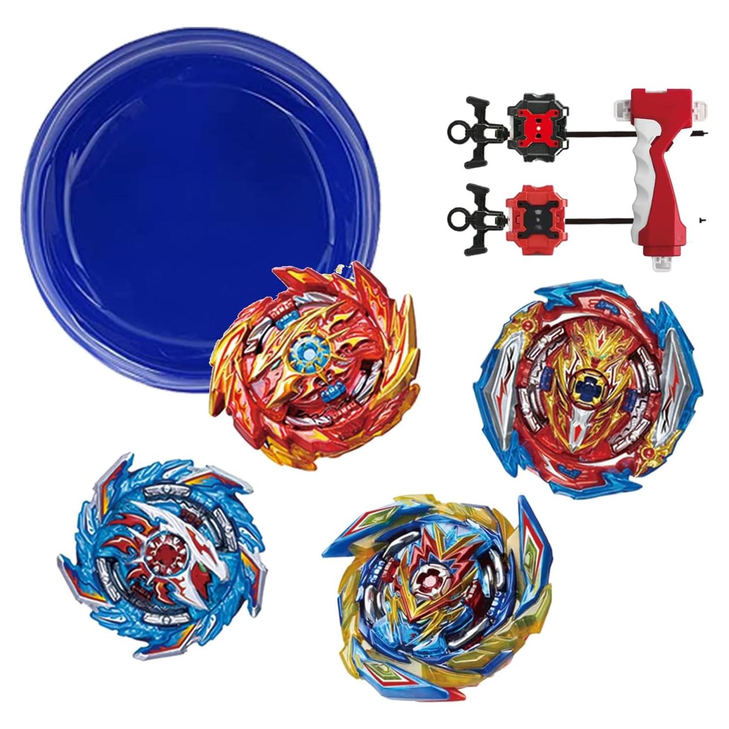 Battling Tops Burst Toy Gam4 Set Spinning Tops 2 Launchers Battle Battling Tops Set Great Birthday Gift for Children Kids Boys Ages 6 8 10