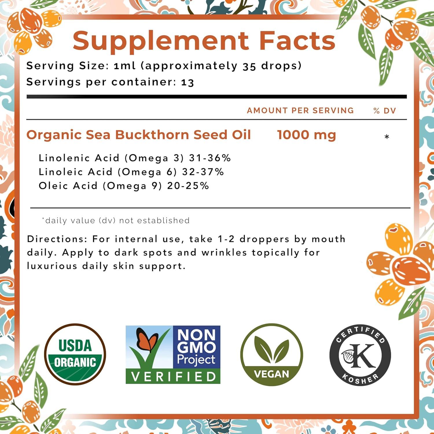 Aceite de Semilla de Espino Marino Seabuck Wonders 13.3 ML Orgánico