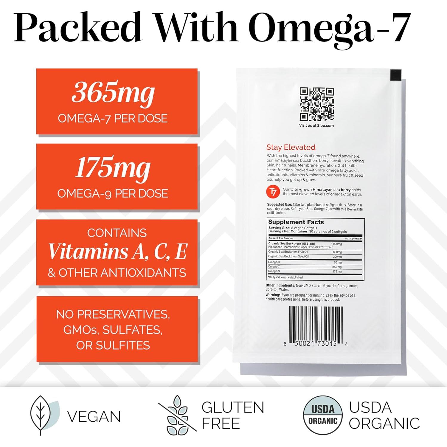 Suplemento Omega-7 Sibu 180 cápsulas - Aceite Espino del Mar