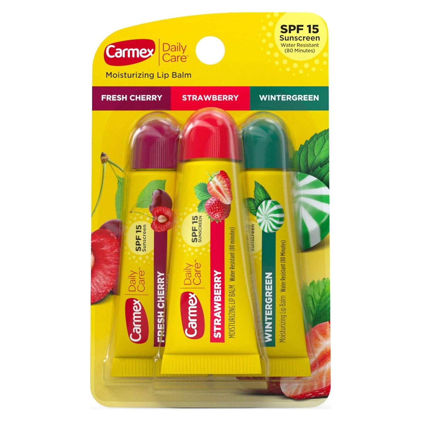 Carmex Balsamo Labial Hidratante SPF 15 Paquete de 3 Sabores