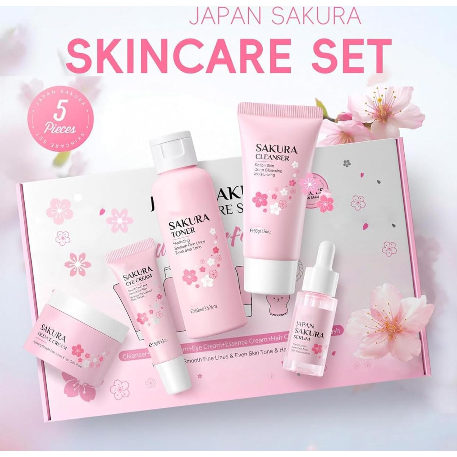 Set de Cuidado Facial 5 Piezas Minfei con Extracto de Sakura