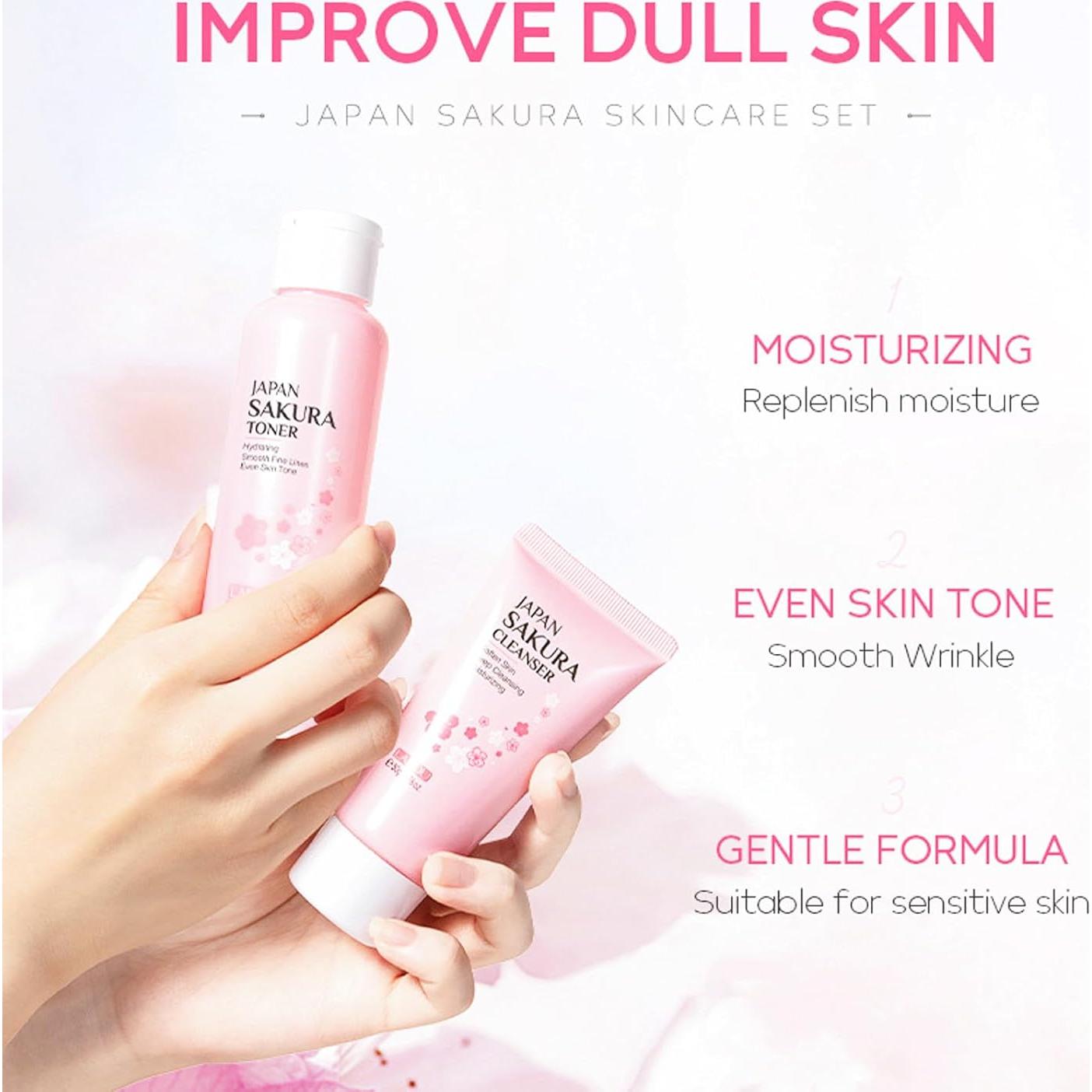 Set de Cuidado Facial 5 Piezas Minfei con Extracto de Sakura