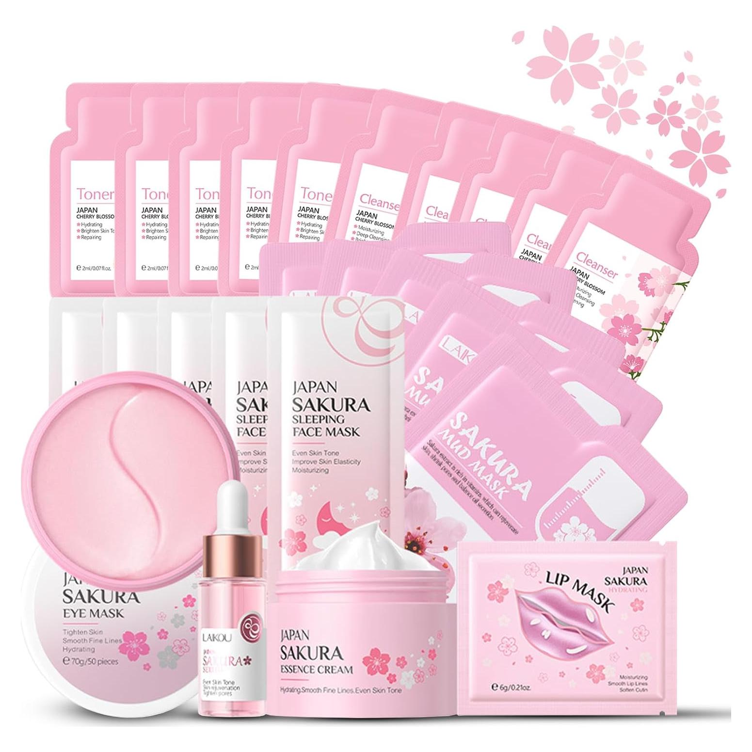Set de Cuidado Facial ISHERBIN Sakura 24PCS para Adolescentes