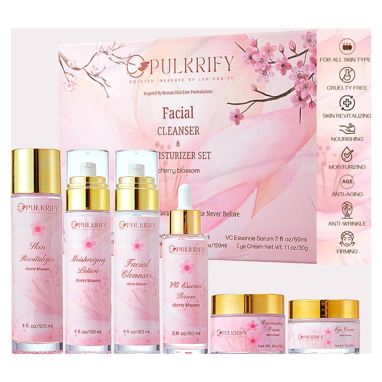 Juego de Cuidado Facial Pulkrify 6 Piezas Flor de Cerezo