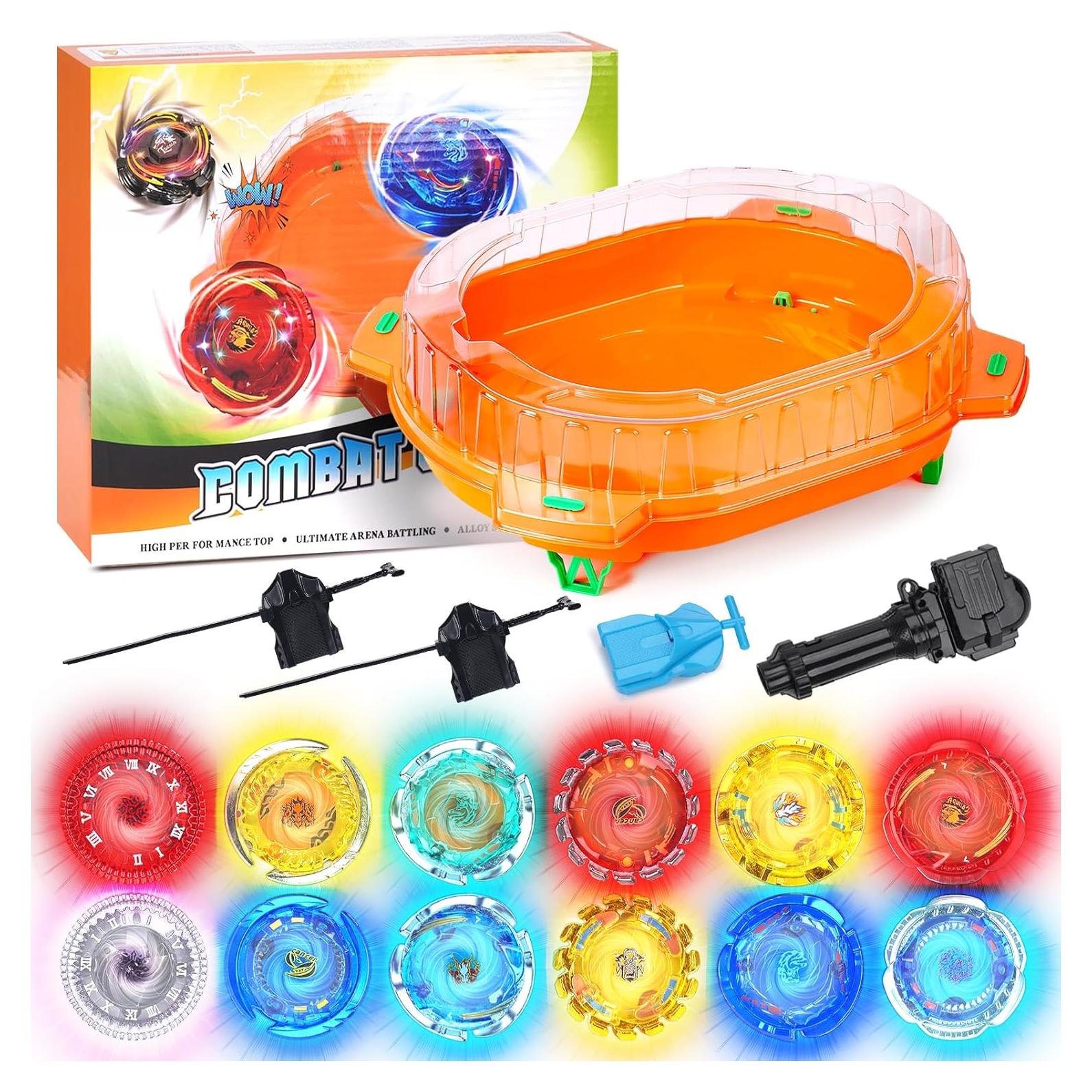 Conjunto de Peonzas Giratorias BUPASAK con Estadio y Lanzadores