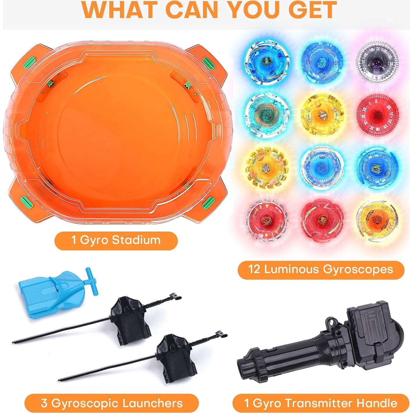 Conjunto de Peonzas Giratorias BUPASAK con Estadio y Lanzadores