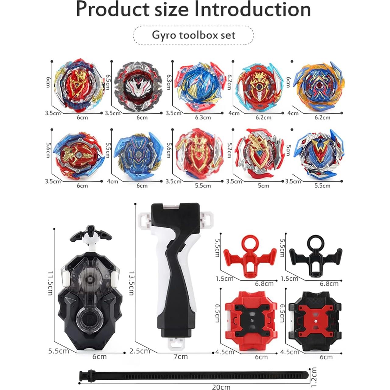 Juego de 10 Tops Bey Batalla WTUME con Lanzadores y Caja