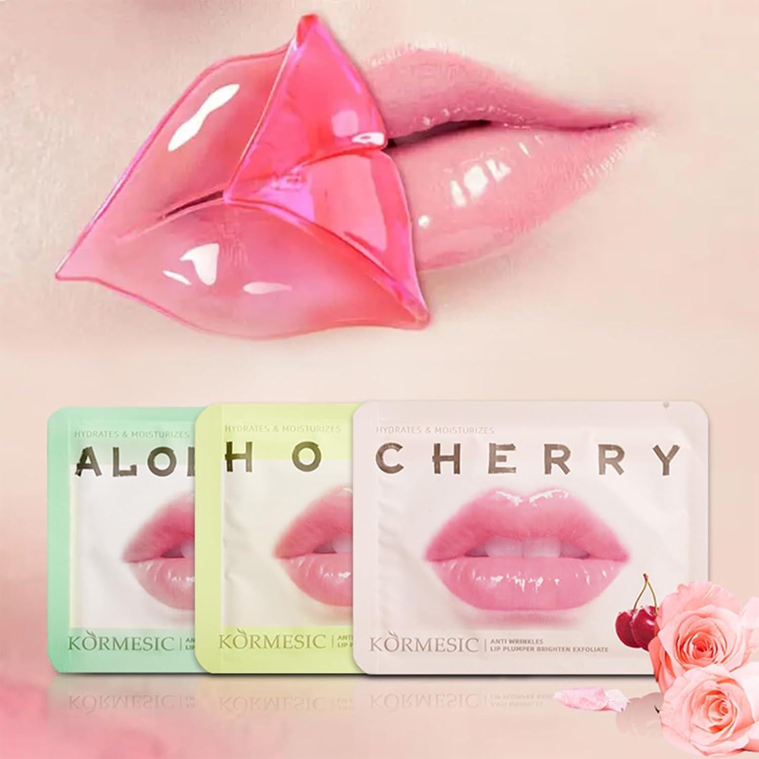 30 Mascarillas Hidratantes para Labios Qawnfy - Miel, Cereza, Aloe Vera