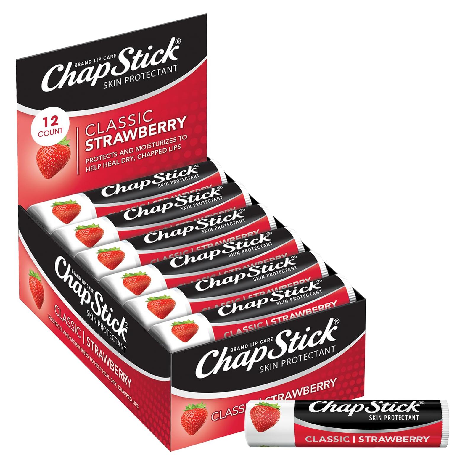 Bálsamo Labial ChapStick Clásico Fresa 4.25g - Paquete 12