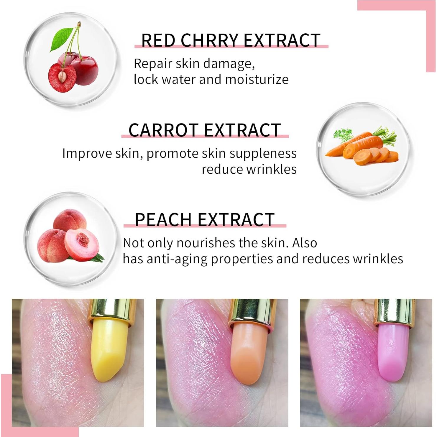 Bálsamo Labial Cambiante de Color Yeweian Rojo Cereza 31g