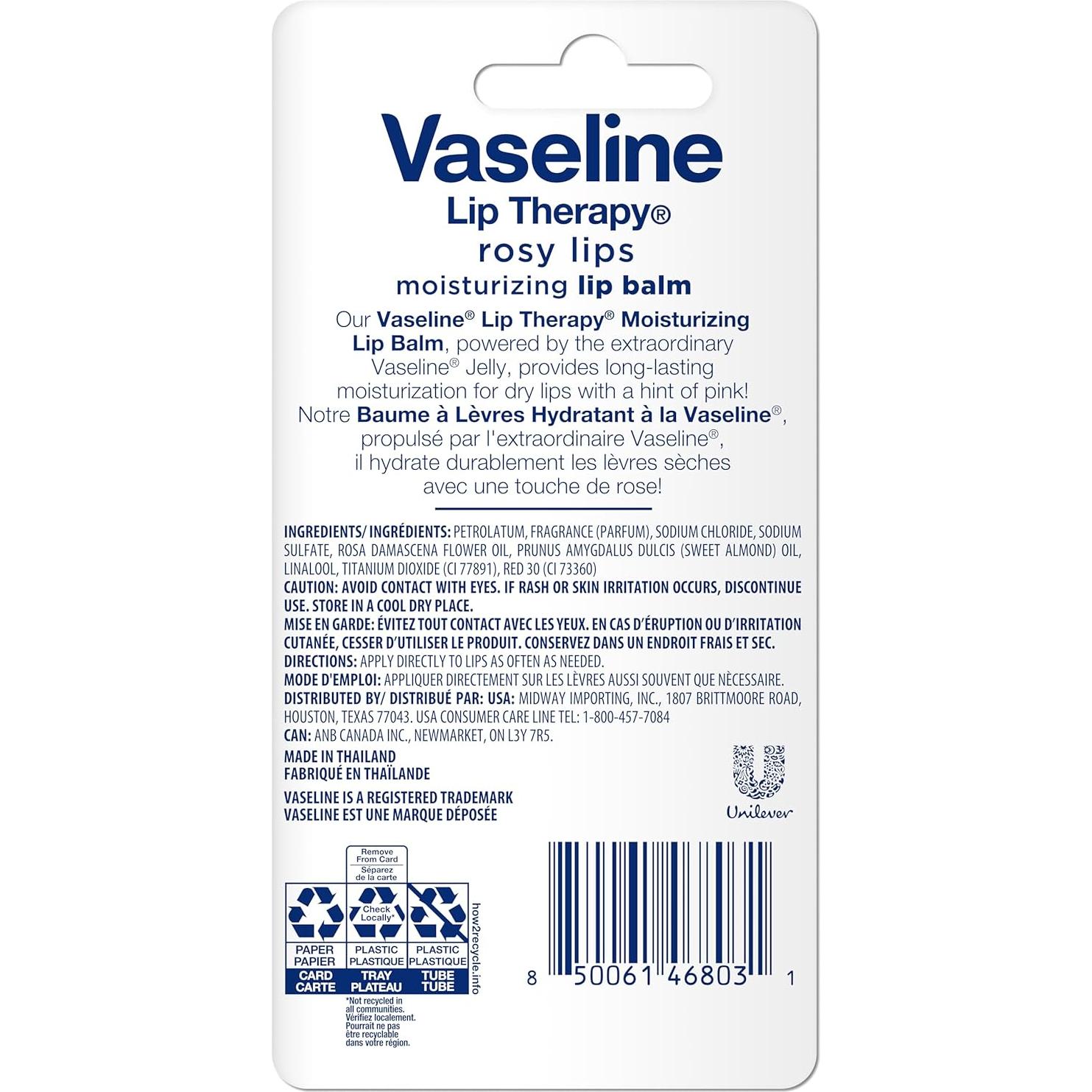 Bálsamo Labial Hidratante Vaseline Lip Therapy 2-Pack