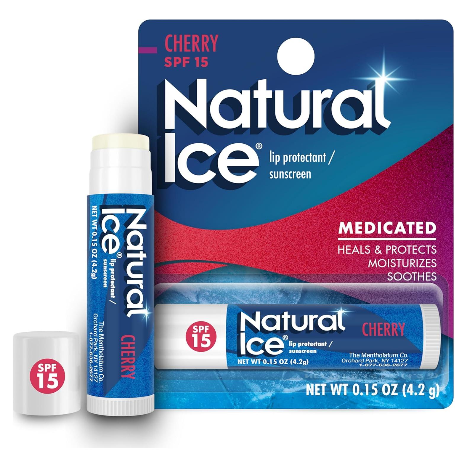 Bálsamo Labial Natural Ice Cereza - SPF 15, 12 Unidades