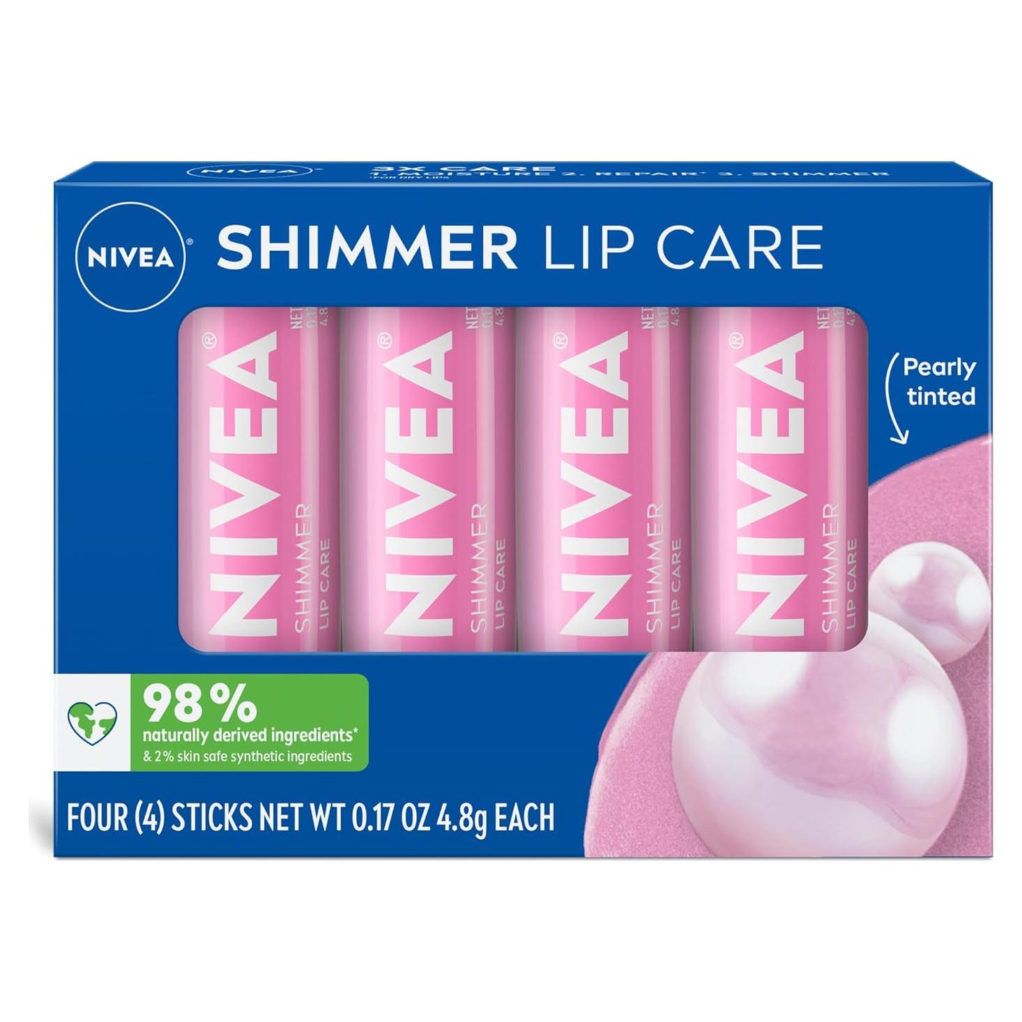 Bálsamo Labial Brillante NIVEA 4x4.8g - Hidratación y Brillo