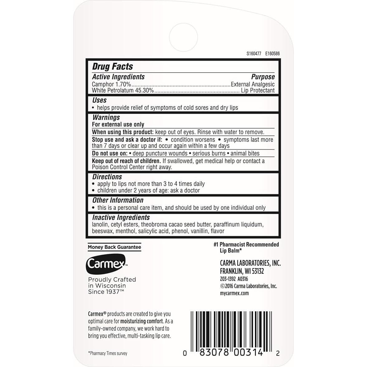 Bálsamo Labial Hidratante Carmex Sabor Original 3 Piezas