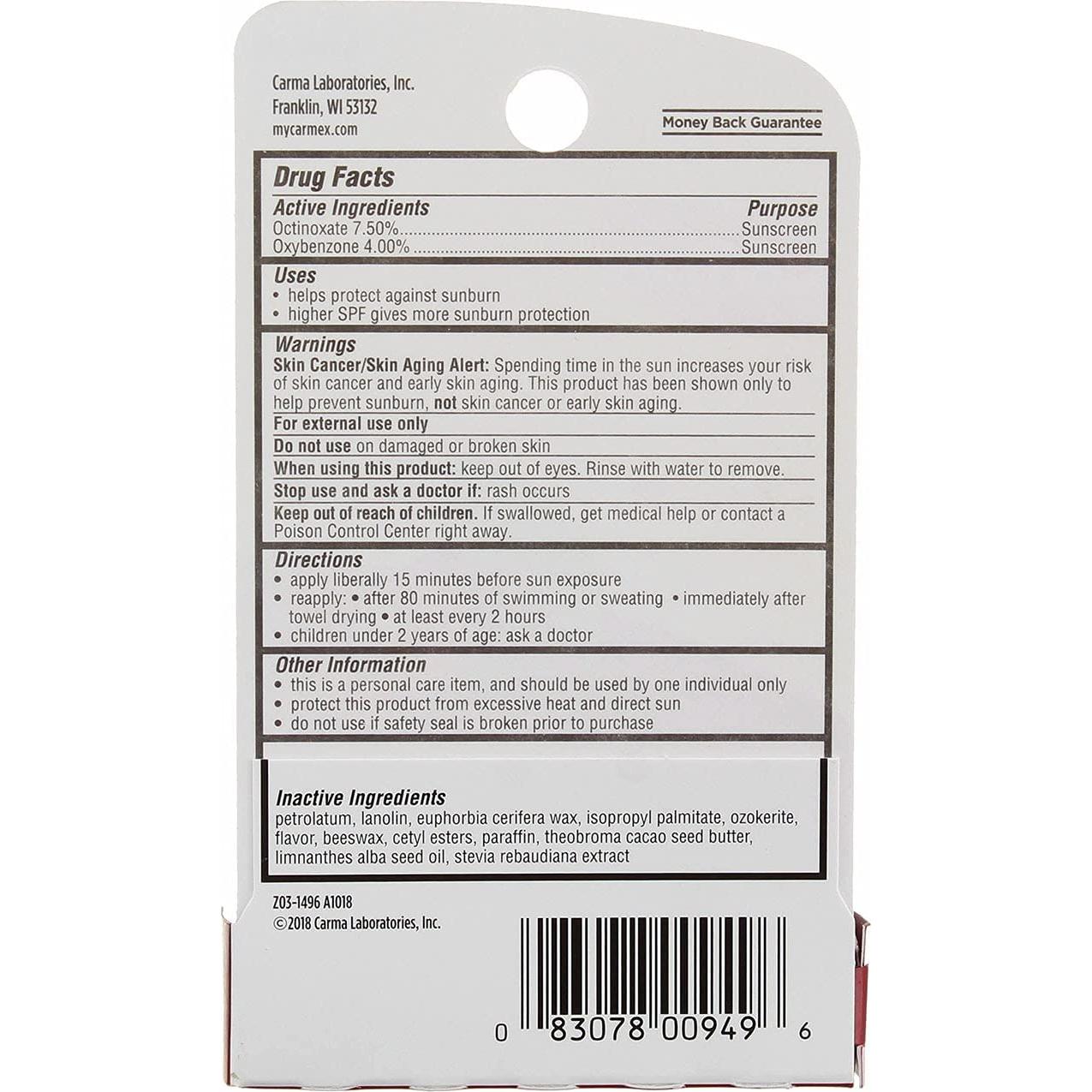 Bálsamo Labial Hidratante Carmex Click-Stick SPF 15 Cereza 6 Unidades