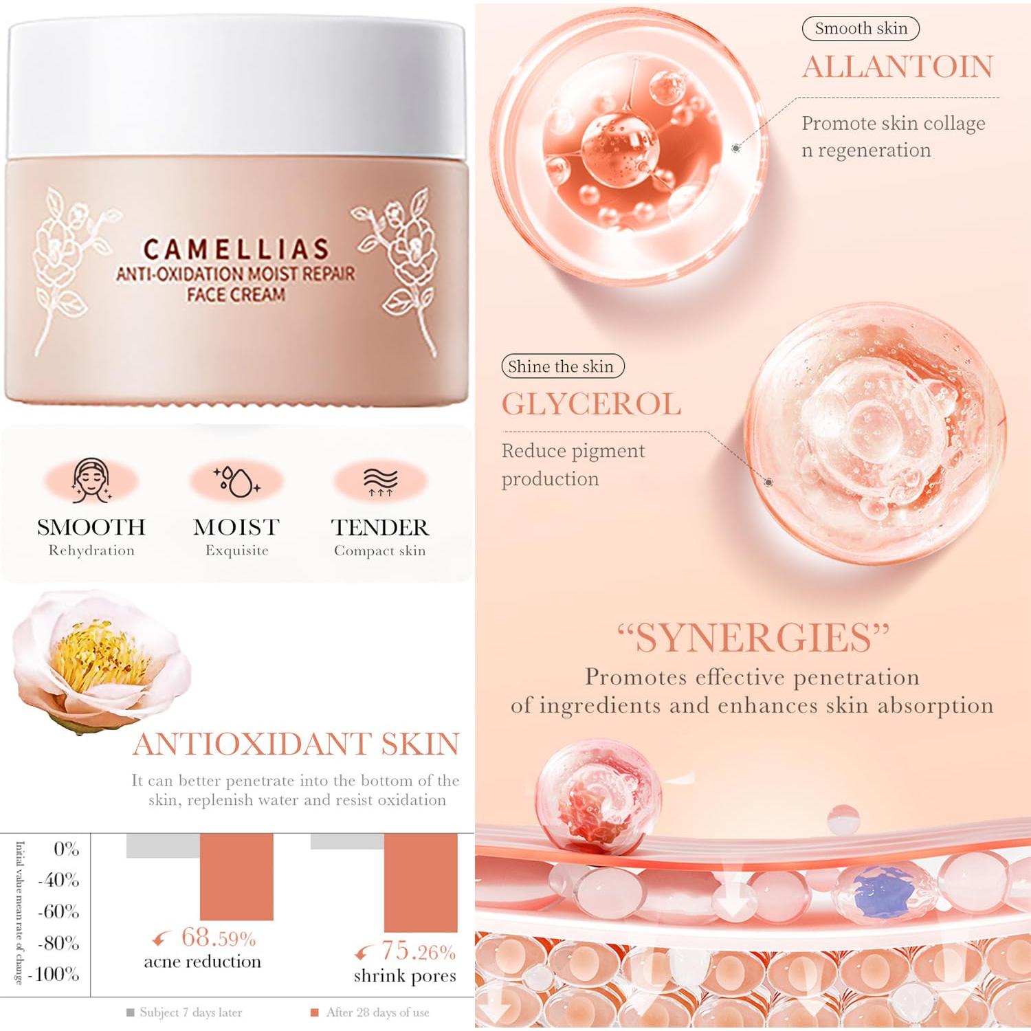 Crema Hidratante Facial Bioaqua Camelia 50g - Anti-Oxidante