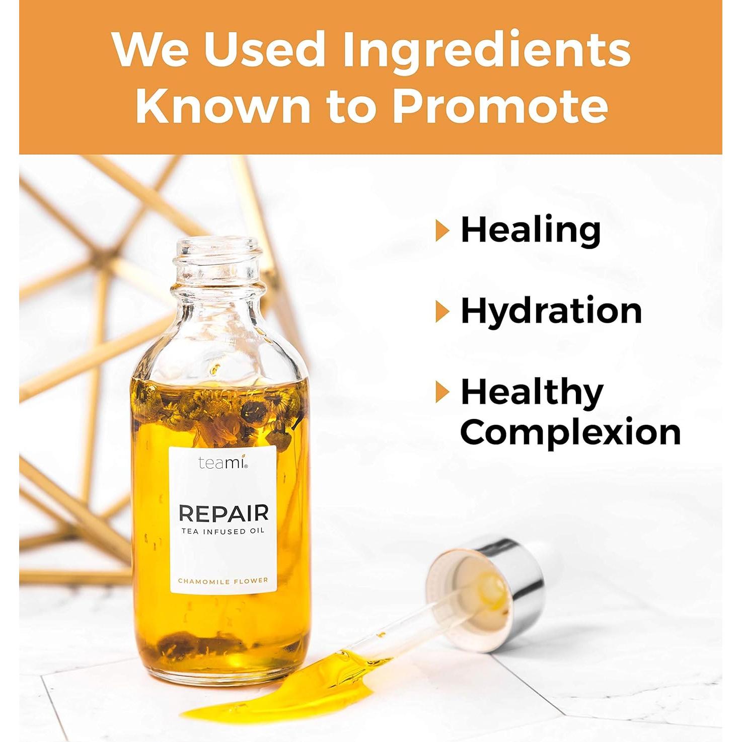 Aceite Facial Reparador Teami 59ml - Jojoba, Coco, Vitamina E