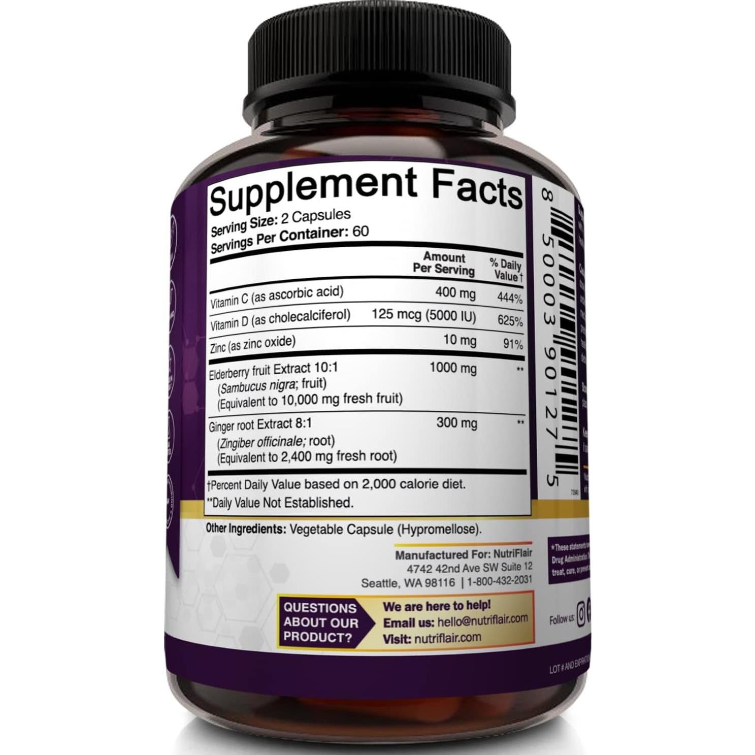 Suplemento Inmunológico NutriFlair Sambucus 120 Cápsulas