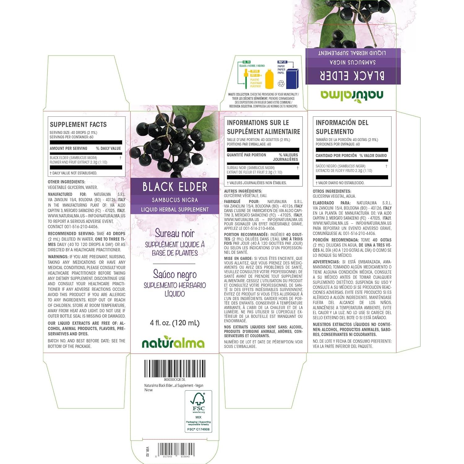 Tinte Herbal Naturalma de Saúco Negro 118 ml Sin Alcohol