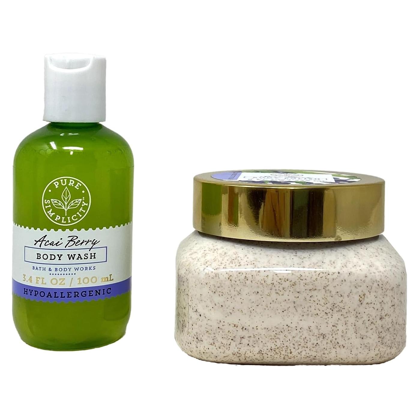 Conjunto Dúo Acai Berry Bath & Body Works - Gel de Ducha 100 ml y Pulido Corporal 236 ml