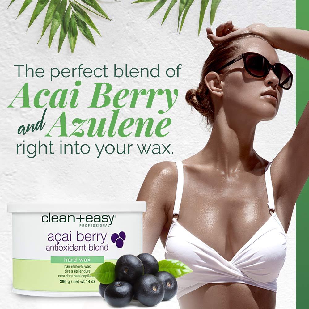 Cera Dura Clean + Easy Baya de Acai 396 g - Depilación Sin Tiras