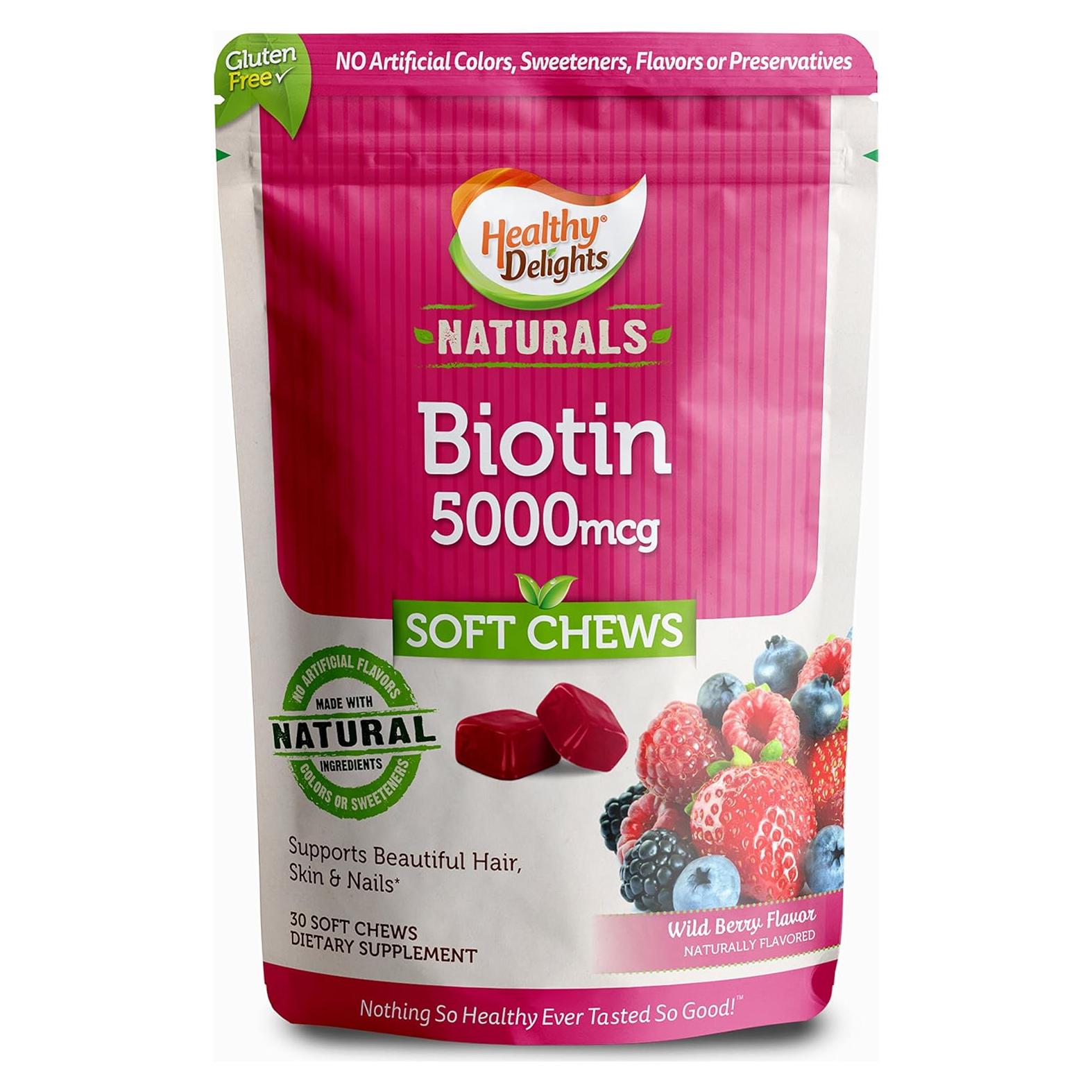 Masticables de Biotina 5000mcg Delicias Saludables 30 Unidades