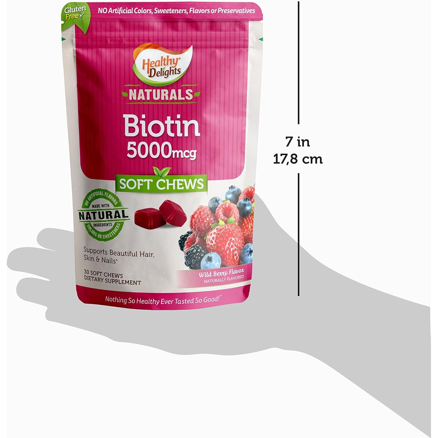 Masticables de Biotina 5000mcg Delicias Saludables 30 Unidades