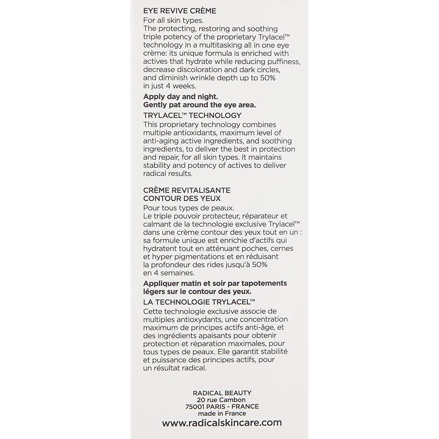 Crema Revive Ojos Radical Skincare 14.79 ml - Anti-Envejecimiento