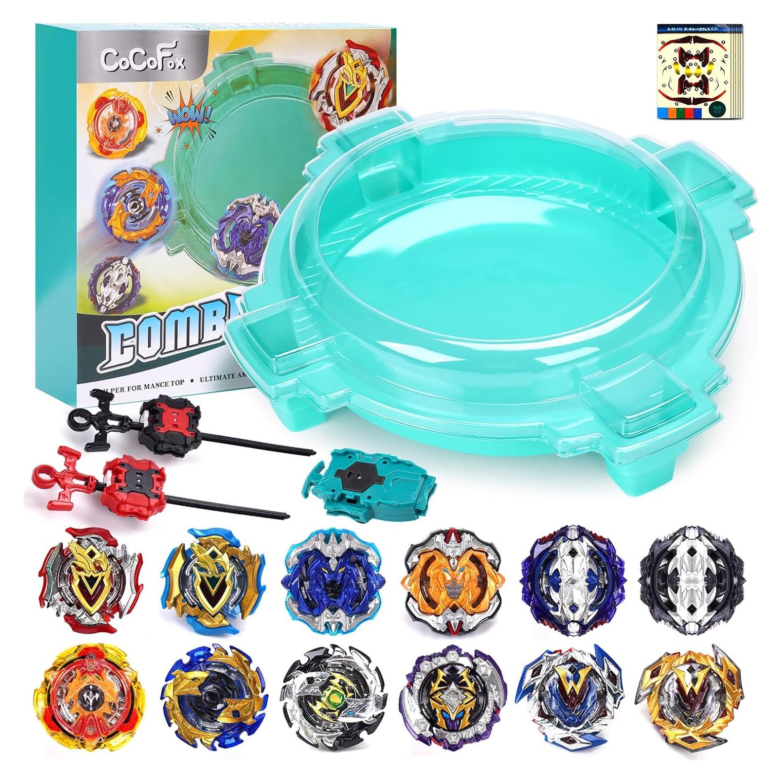 Set de Batalla COCOFOX 12 Tops + 3 Lanzadores + Estadio