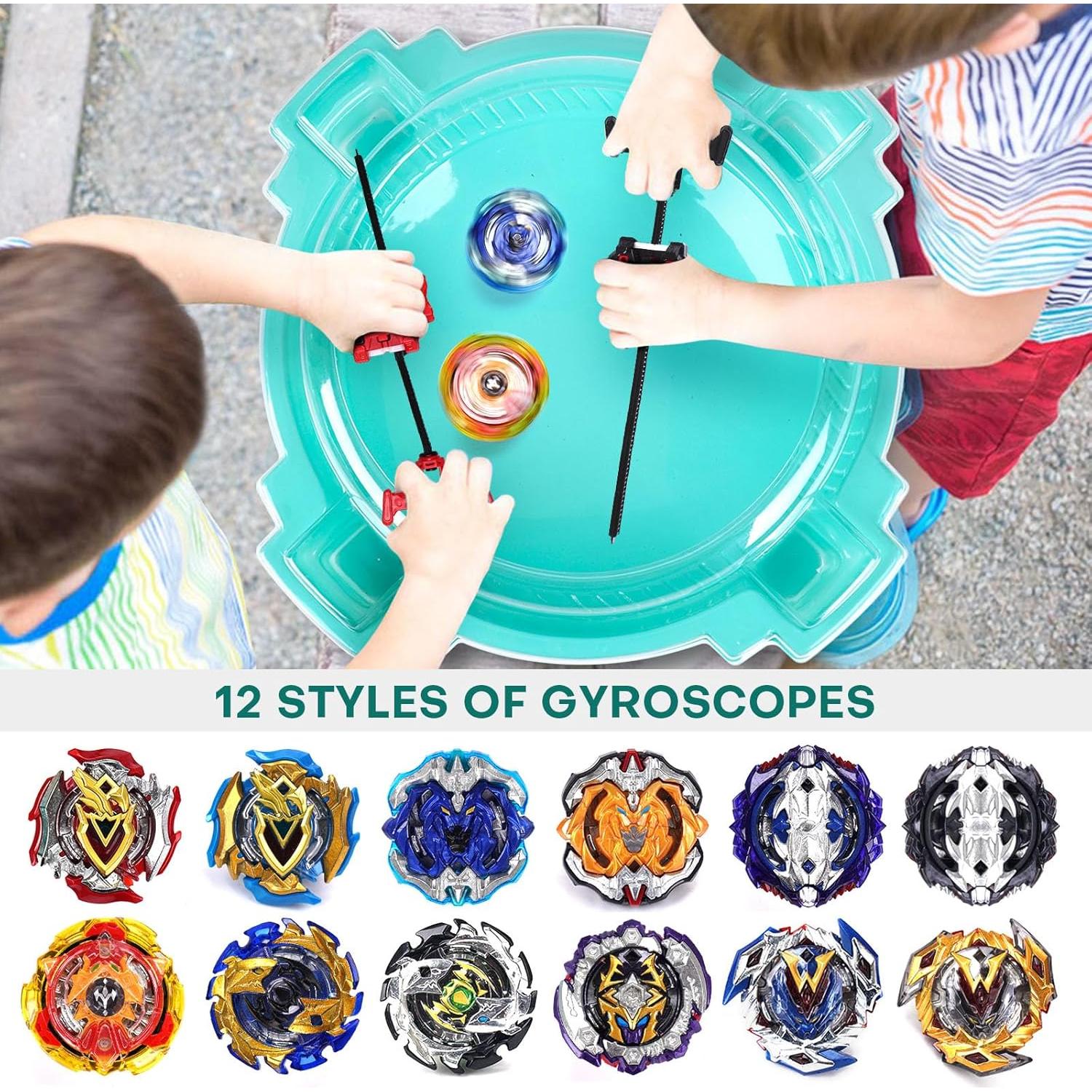 Set de Batalla COCOFOX 12 Tops + 3 Lanzadores + Estadio