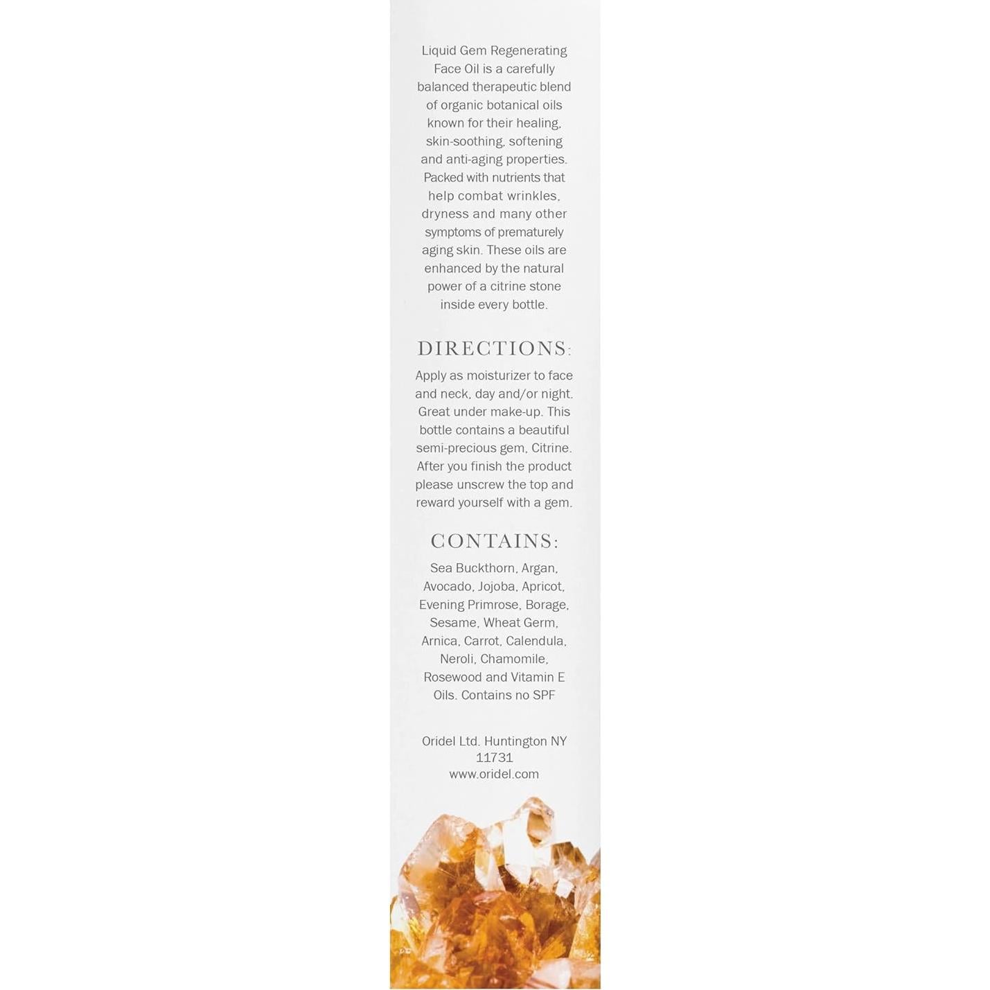 Aceite Facial Regenerador Oridel Liquid Gem 30ml - Hidratante Natural